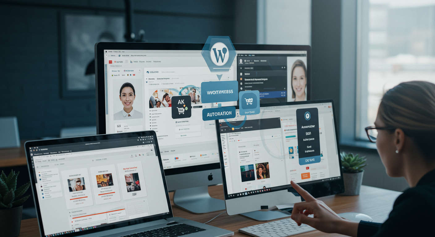Integration of AI virtual employees with WordPress and Shopify platforms through plugins in a digital workspace