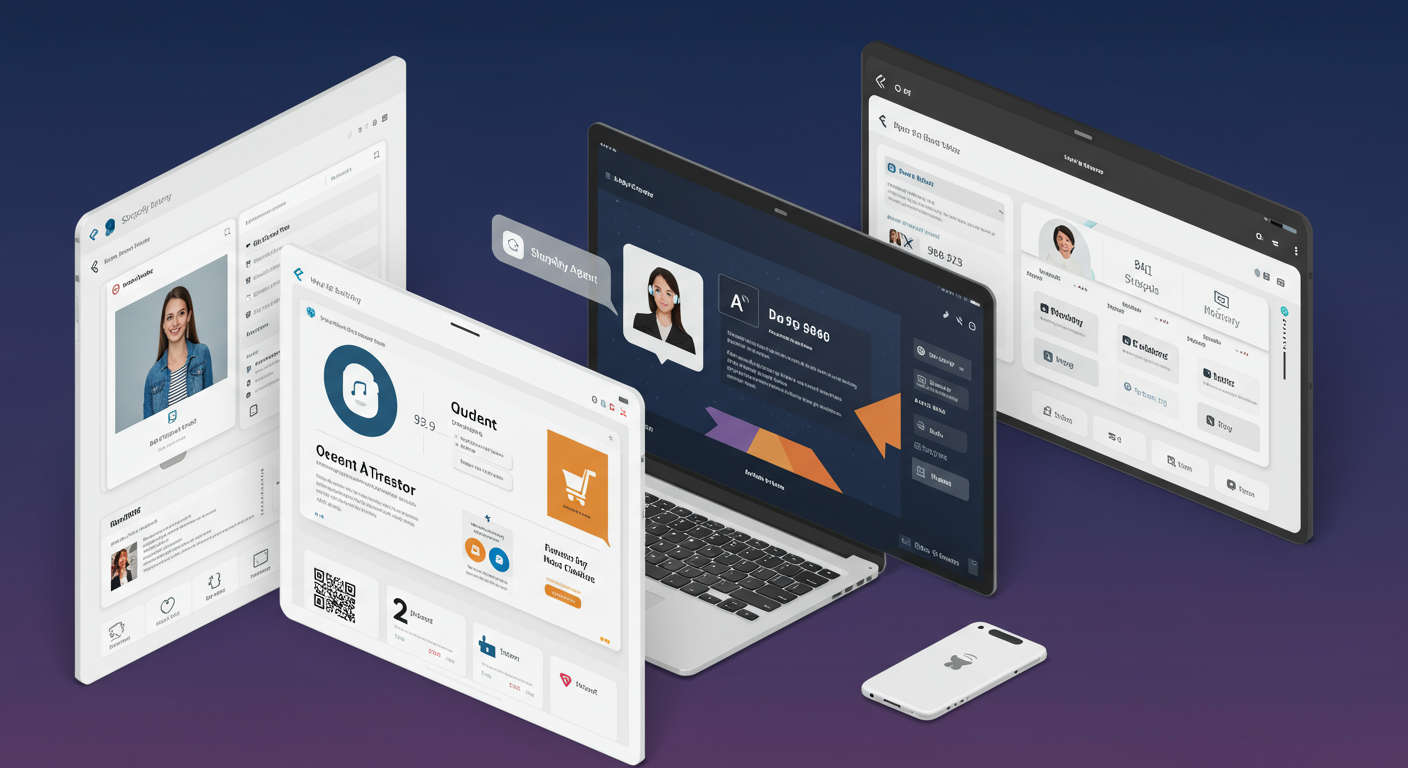 E-commerce Shopify store interface with AI agent support answering customer queries and automating inventory and marketing tasks