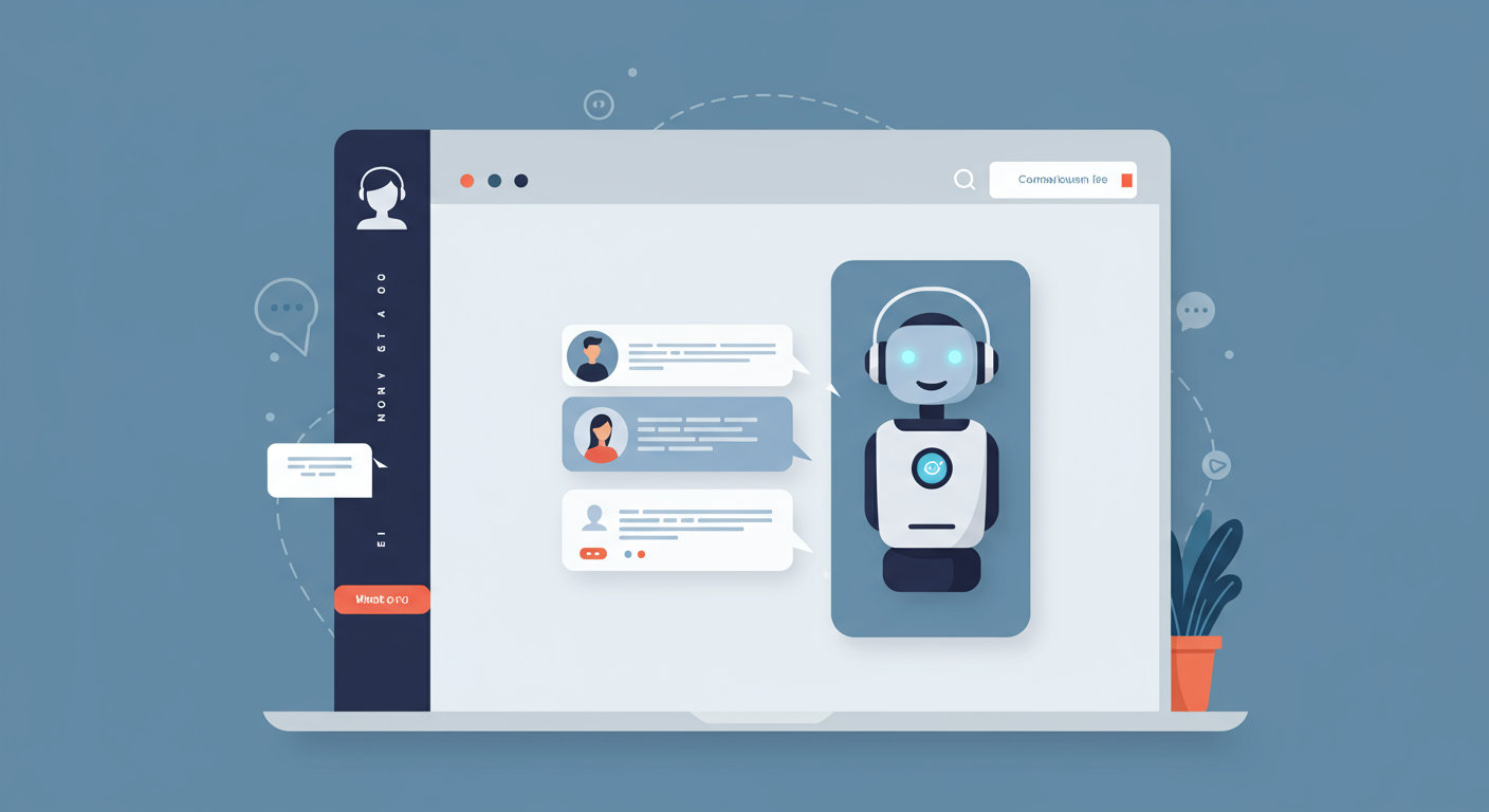 AI virtual employee chatbot interacting with customers on a website, showing personalised lead nurturing through chat and email automation for small businesses