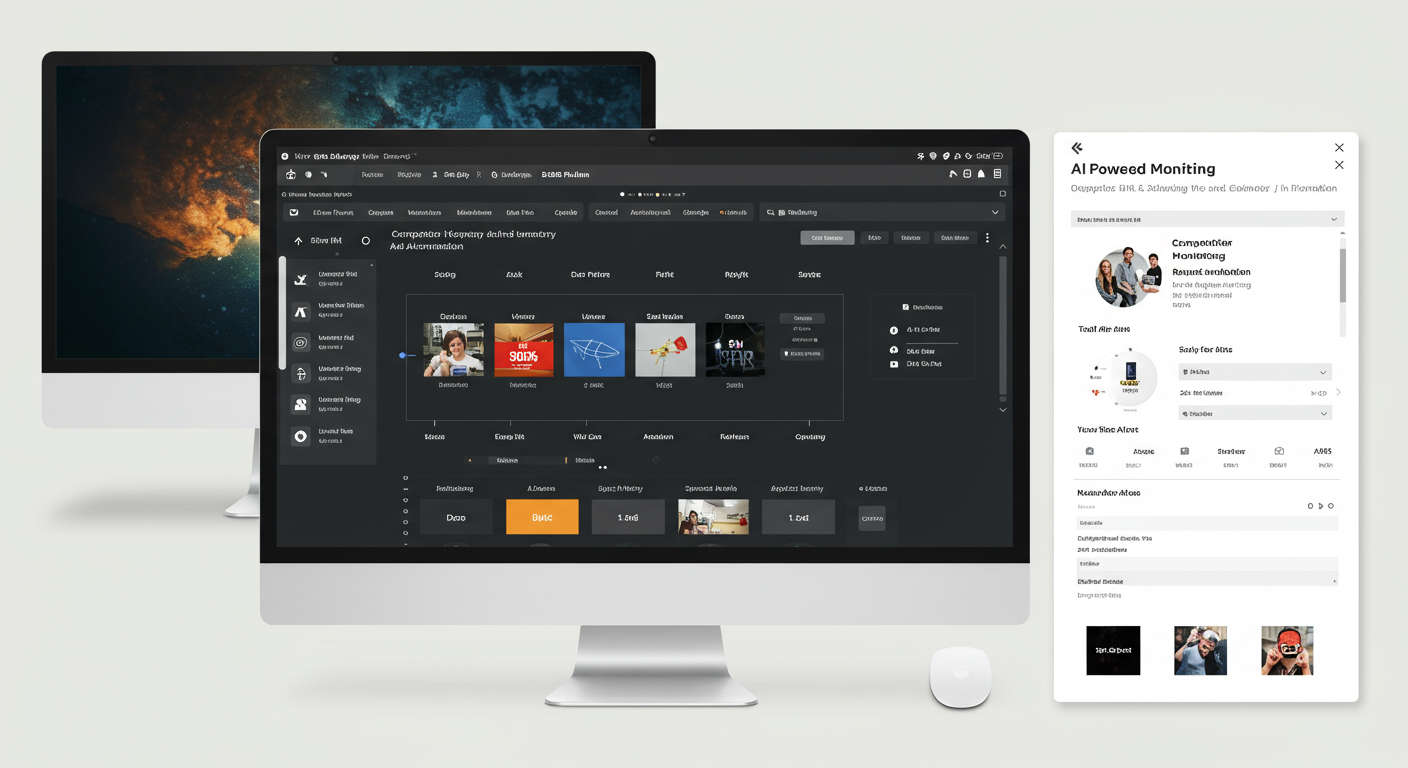 Dashboard view of an AI-powered WordPress and Shopify plugin showing competitor monitoring and keyword discovery automation with a user-friendly interface and real-time alerts.