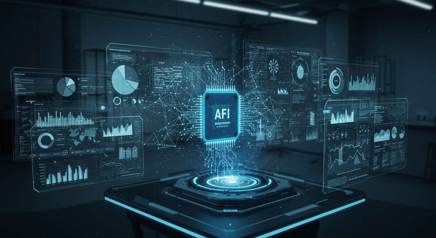 AI performing keyword research and competitor analysis on multiple screens with SEO optimisation and data analytics theme