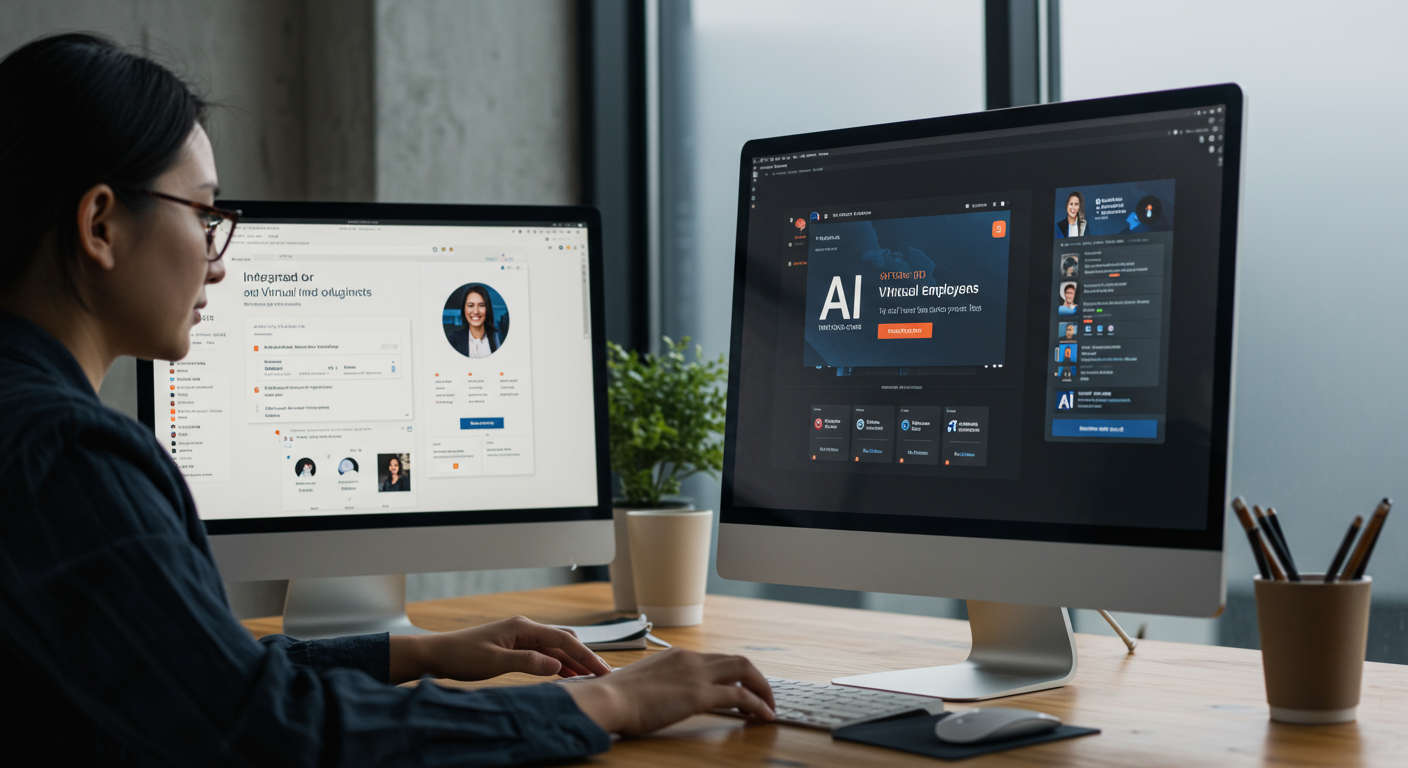 Integration of AI virtual employees with Shopify and WordPress plugins showing easy no-code setup for small business owners