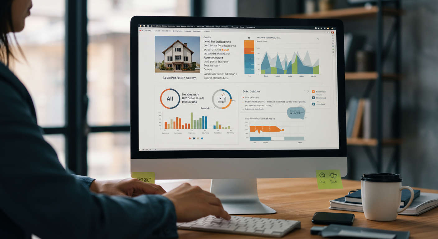 Local real estate agency using AI virtual employee on WordPress for automated lead generation, landing page creation, SEO property descriptions, and chatbot follow-ups