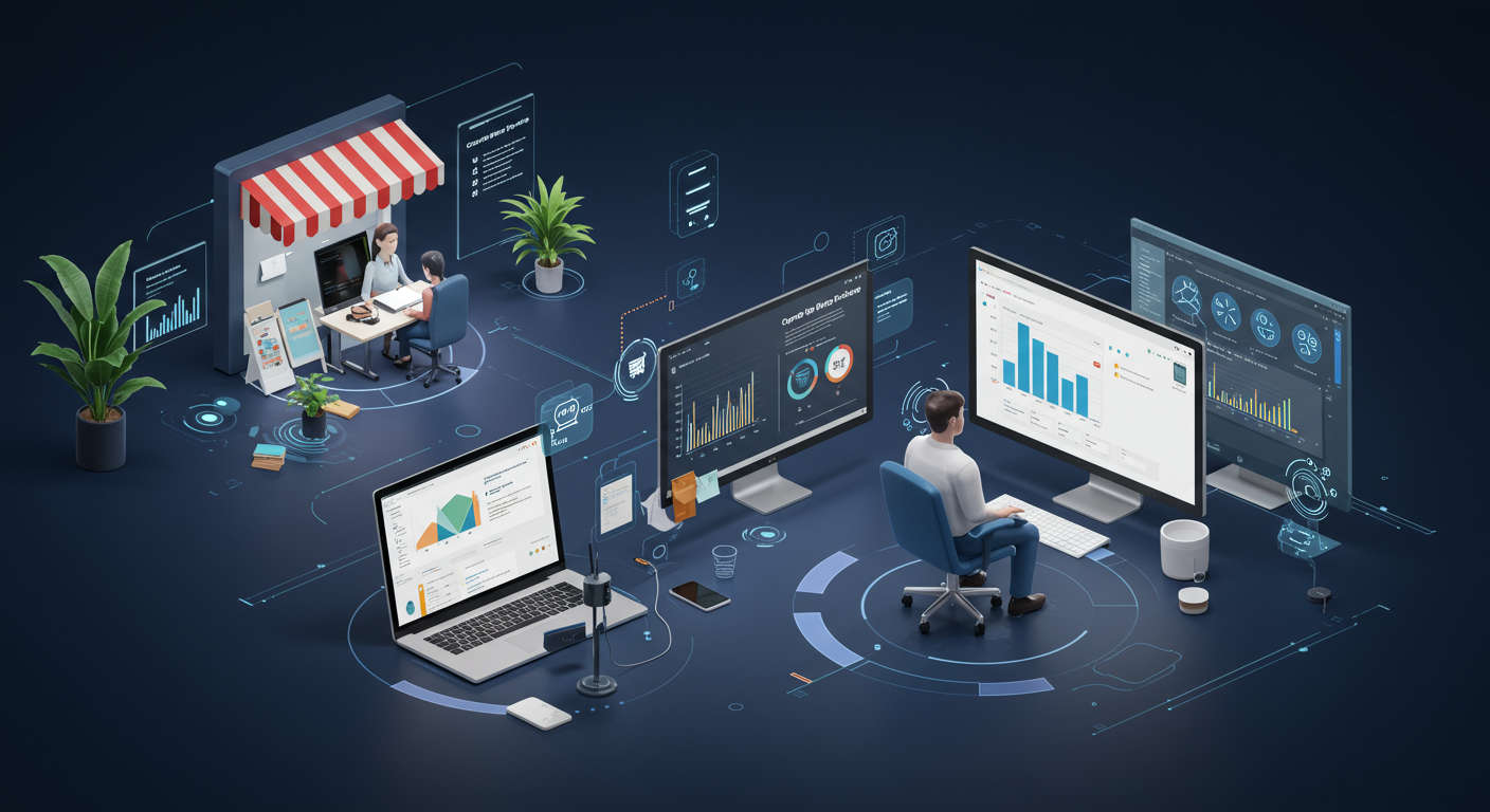 AI virtual employee monitoring competitor prices across multiple Shopify and WordPress e-commerce stores, showcasing dynamic pricing automation and real-time analytics.